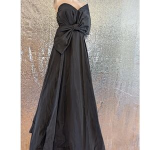 Donna Karan Black Strapless Gown with Bow